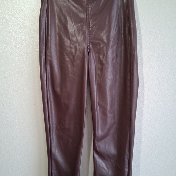 🌸 Rag & Bone Deep Burgundy Nina  Faux Leather Skinny Pants Sz. XS EUC - Picture 3 of 12